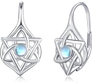 ZIPPICE Ohrringe Damen 925 Sterling Silber Irisch Keltischer Knoten Kleine Creolen Mondstein Ohrringe Kreolen für Damen Keltischer Schmuck Weihnachtsgeschenke für Frauen Mädchen Mutter