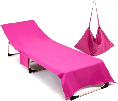 Schonbezug für Gartenliege oder Gartenstuhl - Frottee Liegenauflage Garten Mikrofaser Sonnenliege Handtuch mit 3 Taschen, Einfarbig Handtücher für Schwimmbäder, Strände, Gartenhotels(L6-1)