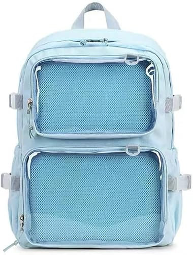 YeGang Ita Tasche mit transparenten Fenstern für Damen und Teenager, Kawaii JK Pin-Display, Rucksack, niedlich, ästhetisch, große Schultasche, lässiger Tagesrucksack, robuste Büchertasche, Anime