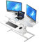 ERGOMAKER Steh-Sitz Schreibtischaufsatz Höhenverstellbar, Stehpult Aufsatz Schreibtisch 101 X 40CM Desktop Erhöhung mit Zwei Monitoren Tastaturablage Weiß