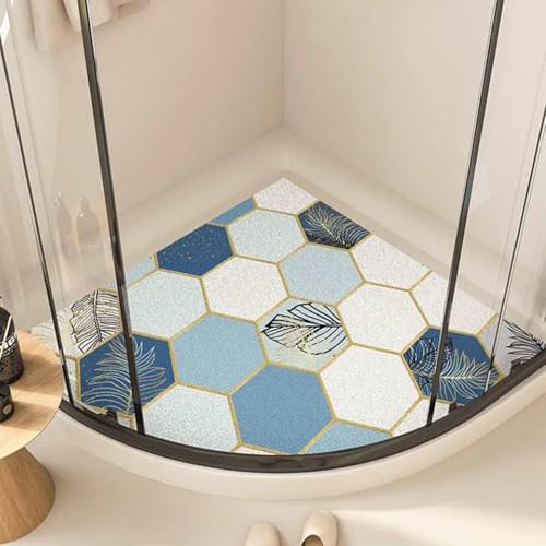 Yinghesheng Tappeto Doccia angolare Antiscivolo - Tappeto Doccia in PVC Morbido, Antiscivolo e antimuffa con Scarico per Il Pavimento del Bagno - ad Asciugatura Rapida e Lavabile,C,90x90cm