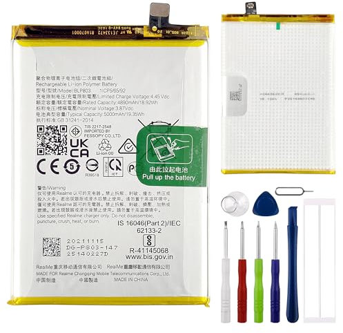 E-yiiviil Replacement Battery BLP803 Compatible with Oppo Realme 9 / Realme V3 / C17 / Narzo 30 5G / Realme 8 Battery with Tools