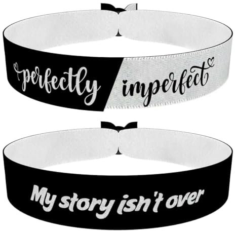 2er Set Stoffarmband Perfectly Imperfect & My Story Isnt Over - Handmade Wellness Schmuck - Verstellbar & Wasserfest - Geschenkidee für Damen und Herren - Minimalistisch & Trendy