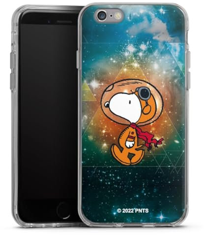 Silikon Hülle kompatibel mit Apple iPhone 6 Case transparent Handyhülle Snoopy Astronaut Offizielles Lizenzprodukt