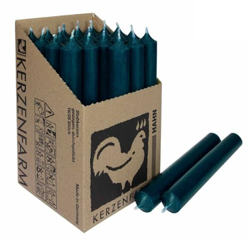 Stabkerzen 10 Stück Tafelkerzen durchgehend gefärbt Spitzkerzen für die Tisch-Deko zur Hochzeit Weihnachten & Party Farbe: Petrol/Ozean-Blau Höhe:18cm
