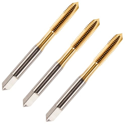 Rennie Tool - 3 Pack - M3 x 0.5 Spiral Point Taps HSS M2 Titanium Coated | 3mm Thread. Metric Hand/Machine Screw Tap Metric Coarse. For Tapping Through Holes Tin Coated