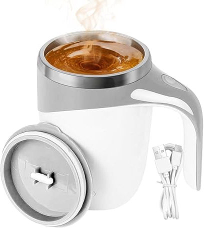 Walopola Taza de café eléctrica magnética, recargable, taza de café con agitador magnético automático, taza de café de acero inoxidable, taza de mezcla automática para café, leche, cacao
