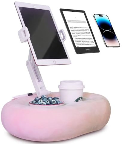 NKV Kissen-Kindle-Halter, für Sofa, Bett und Schreibtisch, weiche Handy-Pad-Dockingstation, kompatibel mit 10,2 cm - 33 cm (4 - 13 Zoll) Handy/Kindle, Tablet, E-Reader, Rosa