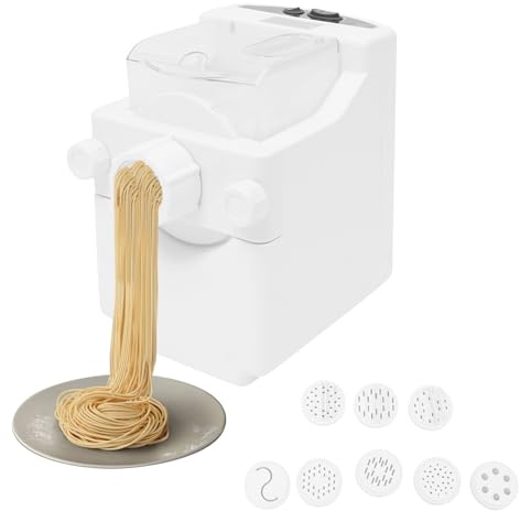 DHQCQL Nudelmaschine Elektrische, 180W 220V Multifunktions Haushalt Pastamaschine mit 9 Formscheiben, Pasta Maker/Pasta Maschine für Ausgemachte Teigtaschen, Spaghetti, Fettuccine und Penne