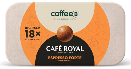 CoffeeB Café Royal Espresso Forte – 18 Kaffeekugeln (Coffee Balls), Arabica-Robusta Mischung
