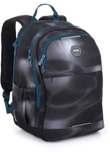 TOPGAL RUBI Schulrucksack ab der 5. Klasse (ca. 145 cm), ergonomisch mit Aluminiumverstärkung, wasserabweisend & leicht, 27 L Schulranzen mit Brustgurt & Laptopfach. (Blauglühen)