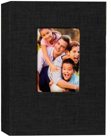 Photo Album 6x4-300 Pockets Linen Cover, Large Capacity Photo Albums 6x4 slipn, Holds 300 Photos for Family, Wedding, Anniversary, Birthday, Christmas, and Special Occasions (Black)
