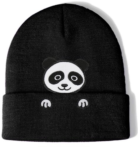 Aretas Panda Mütze Beanie Hut Haube Geschenk für Frauen Damen Mädchen Süße Lustige Karikatur Tier Pand Deko Geschenk Gestrickter Hut mit Stickerei Panda Thema Geburtstagsfeier