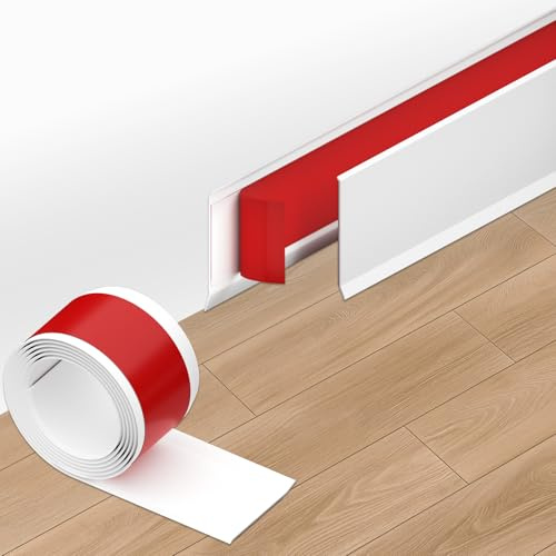 ANKUOFUA Battiscopa morbidi autoadesivi 6 m, battiscopa in PVC autoadesivo, listello morbido flessibile, per cucina e bagno (bianco, 8 cm x 6 m)