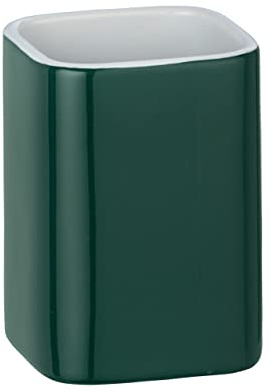 WENKO Zahnputzbecher Elmo Grün Keramik - Zahnbürstenhalter für Zahnbürste und Zahnpasta, Keramik, 6.5 x 9 x 6.5 cm, Grün (Packung mit 6)