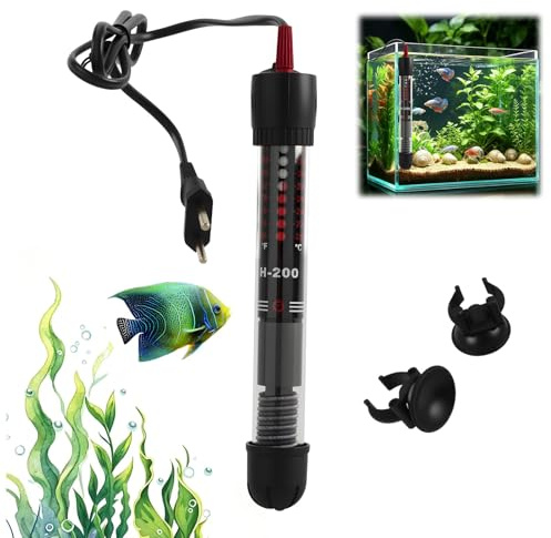 Zuahaly Puissant Chauffage d’Aquarium Submersible 50W avec Thermostat Réglable 20-34℃ pour Poissons et Tortues, Compact et Sécurisé avec Ventouse, Verre de Quartz Résistant pour Réservoirs 10L à 60L