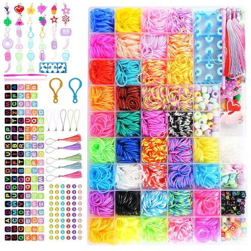 3800 Loom Bänder Set, 54 Rastern Loop Armbänder Set Kinder, Häkelnadel, Gummiband, Anhänger, Perlen usw Loom Bänder Zubehö, einschließlich Loom, Loops Gummis sind Kinderspielzeug und Geschenke