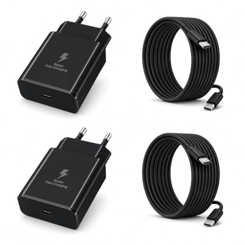 45W USB-C Ladegerät Schnellladekabel für Samsung Galaxy S26/S25/S24 Ultra | (2-Pack) Super Fast Charger kompatibel mit Samsung Galaxy S23/S22 Ultra, A57/A56/A55,USB C Schnelladegerät mit 1,5M Ladekabel