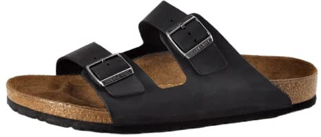 Birkenstock Arizona Leather Large, Mixed Open Toe Sandals,Black (Nubuck Leather), 5.5 UK
