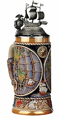 KING Chope de bière allemande globe, 4 cercle des éléments de la base, le couvercle avec le bateau 0,5 litres