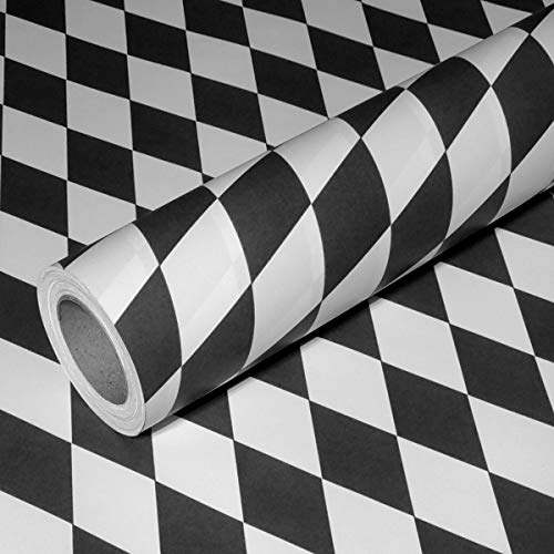 50m x 0,40m JUNOPAX® Geschenkpapier Raute schwarz-weiß