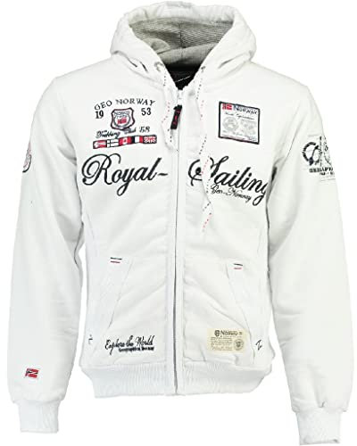 GEOGRAPHICAL NORWAY Herren Designer Hoodie Jacke, Weiß, Gr. XL