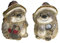 TEMPELWELT 2X Deko Figur Igel im Set je 14,5 cm, Ton braun beige rot, Igelfiguren Dekofigur Herbst Herbstdeko