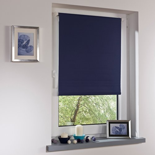 Liedeco® Rollo Klemmfix Thermobeschichtet - 80 x 200 cm blau (B x H) / lichtundurchlässig verdunkelnd stufenlos verstellbar/kein Bohren; Klemmen/Klemmfix Rollo Sonnenschutz Sichtschutz