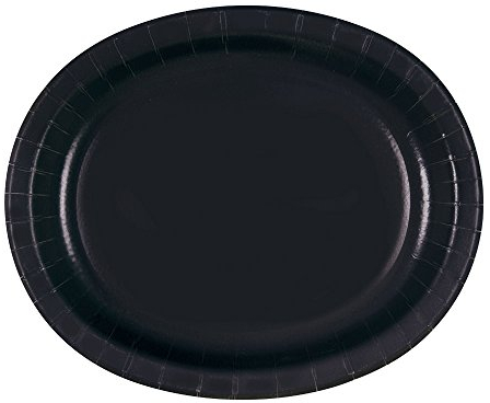 Unique Party 32079 - Platos Ovalados de Papel - Negro - Paquete de 8