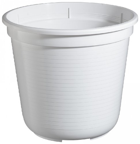 geli Thermo Plastic 5er Set Pflanzkübel Blumentopf Standard 45 cm rund aus Kunststoff Sparpaket, Farbe:weiß