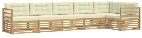 vidaXL Outdoor-Sofagarnitur 6 pcs Weiß und Creme 404 x 166,5 x 73 cm, Patio-Sofa, langlebige Gartensitzmöbel, modernes Lounge-Set für Komfort im Freien