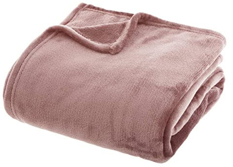 Atmosphera - Plaid Uni aus Flanell - rosa 180 × 230 cm - Rosa
