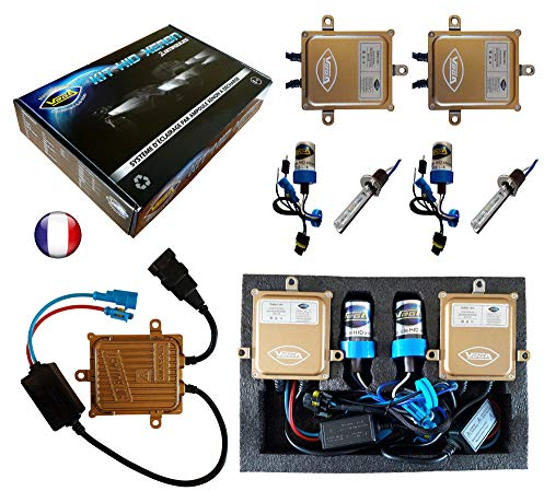 VEGA HID Xenon-Set, französische Marke, H1, 12000 K, 55 W, Slim DSP AC, Leuchtmittel mit Metallsockel