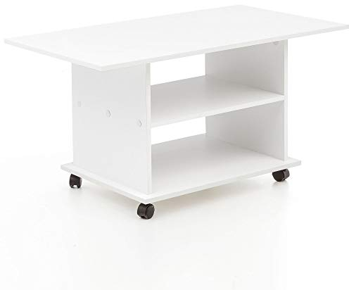FineBuy Design Couchtisch 95 x 51 x 54,5 cm Drehbar mit Rollen, Wohnzimmertisch Coffee Table, Sofatisch Loungetisch Holz, Kaffeetisch mit Stauraum
