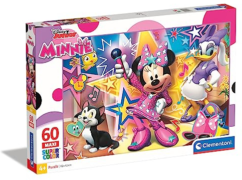 Clementoni 26443 Maxi Minnie Happy Helpers – Puzzle 60 Teile ab 4 Jahren, farbenfrohes Kinderpuzzle mit extra großen Puzzleteilen, Geschicklichkeitsspiel für Kinder