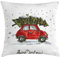 ABAKUHAUS Weihnachten Kissenbezug, Retro-Auto mit Baum, Kissenhülle mit Reißverschluss Waschbar Farbfest Beidseitiger Druck, 60 x 60 cm, Weiß Grün