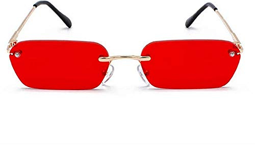 Generic Sonnenbrille Rechteckig Randlos UV400 für Damen und Herren, Minimalistisch, Klar, Metallrahmen, Polycarbonatgläser, UV-Schutzbeschichtung