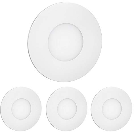 ledscom.de 4 Stück LED Treppenlicht/Wandeinbauleuchte FEX für innen und außen, rund, 85mm Ø, warmweiß