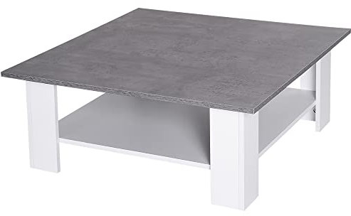 HOMCOM 2 Tier Vintage Style Coffee Table Square Side Desk Storage Shelf Indoor Home Living Room Furniture