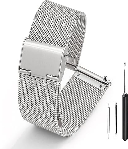 Adallor® Correa Milanesa Reloj 22mm 20mm 24mm 18mm 16mm 14mm 12mm 10mm, Correas Metálicas para Relojes Inteligentes con las Herramientas, Correas Acero Inoxidable Reloj Correa Smartwatch