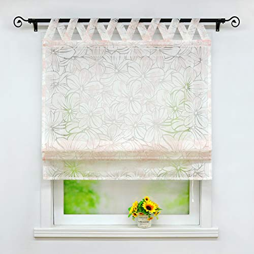 Joyswahl Voile Raffrollo transparentes Raffgardine mit Ausbrenner-Motiv »Alma« Schals mit V-Schlaufen Fenster Vorhänge BxH 120x140cm Pink 1 Stück