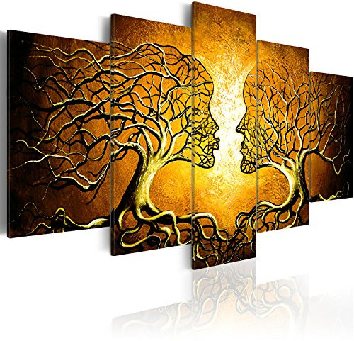 murando - Tableau décoratif nature 200x100 cm - Impression sur toile colorée - Décoration murale pour salon et chambre - Brun romantique baiser amour arbres plantes nature artistique b-A-0341-b-m