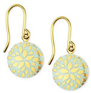 lille mus Porzellan-Ohrhänger BLUMENSTERN - Mint/Gold
