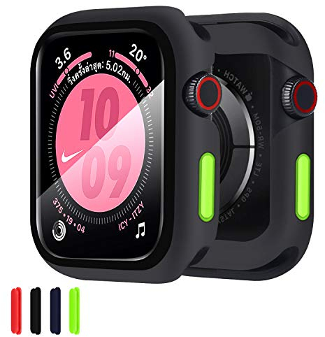 Qianyou per Apple Watch 42mm Series 3/2/1 Cover Silicone+Protezione Schermo Vetro, TPU Custodia Protettiva in Vetro Temperato Integrata, Case 360° Ultra Sottile Bumper Protettivo per iWatch 42mm