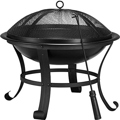 Yaheetech Braciere da Giardino Esterno Portatile con Copertura Protettiva e Attizzatoio per Terrazza da Campeggio/Raduno 54 x 54 x 50cm per Riscaldamento Nero