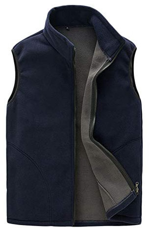 Gilet in Pile con Cerniera Felpa Smanicata da Lavoro Uomo Donna Giubbino Bodywarmers Inverno Caldo Softshell Giacca Senza Maniche con Tasche da Trekking Montagna,Marina Militare-Uomini,M