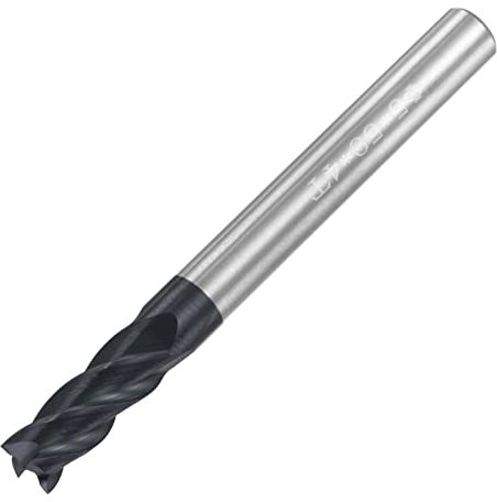 sourcing map Fresa de extremo de punta cuadrada, 5 mm de diámetro de punta de carburo sólido con revestimiento AlTiN CNC Fresa en espiral de 4 flautas HRC45 con vástago de 5 mm de longitud de 50 mm