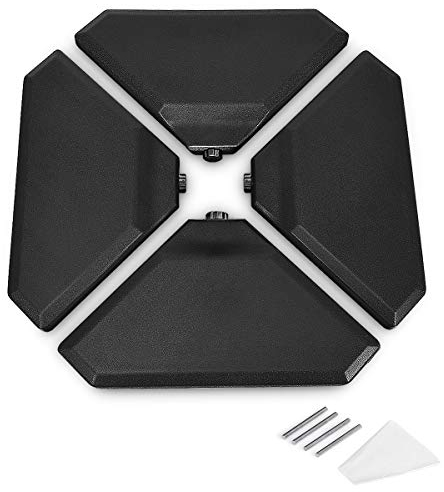 COSTWAY Lot de 4 Dalle Parasol Déporté avec Poignée et Entonnoir, Lestage Poids Parasol Remplir de Sable ou d'eau 70kg, pour Parasol Déporté, 90 x 90 x 10 cm, Noir