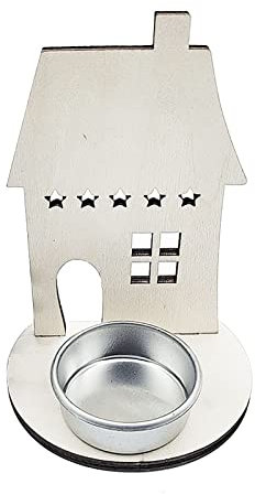 Chandelier en Bois de Noël Festival créatif Artisanat Décoration de la Maison de Noël en Bois Photophore Verre sur Pied (A, One Size)