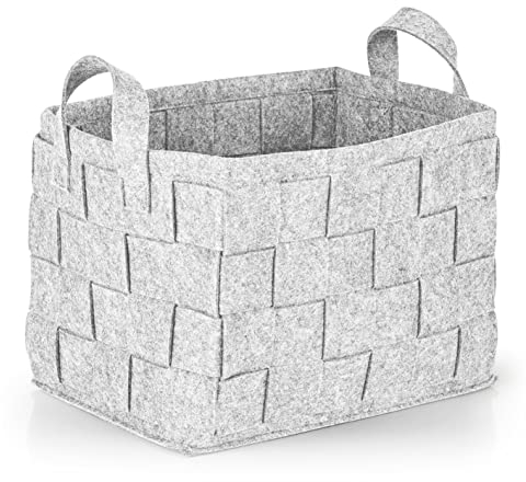 N8WERK Filz-Aufbewahrungskorb mit Griff 35x25x25cm | Ideal zur Aufbewahrung von Kaminholz & Zeitschriften | Strapazierfähig & vielseitig | Faltbarer Aufbewahrungskorb zur Lagerung [Hellgrau]